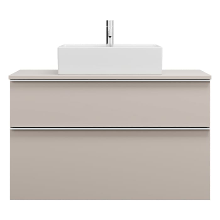 burgbad Eqio Waschtischkombination mit Keramik-Aufsatzwaschtisch 100 cm, mit Griffleiste G0251