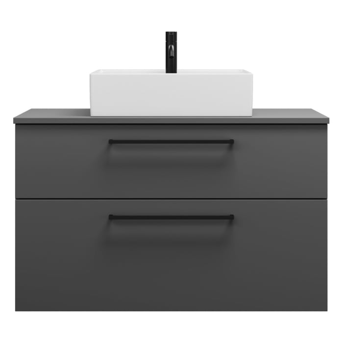 burgbad Eqio Waschtischkombination mit Keramik-Aufsatzwaschtisch 100 cm, mit Stangengriff G0234