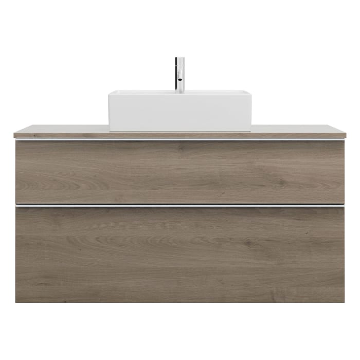 burgbad Eqio Waschtischkombination mit Keramik-Aufsatzwaschtisch 120 cm, mit Griffleiste G0251