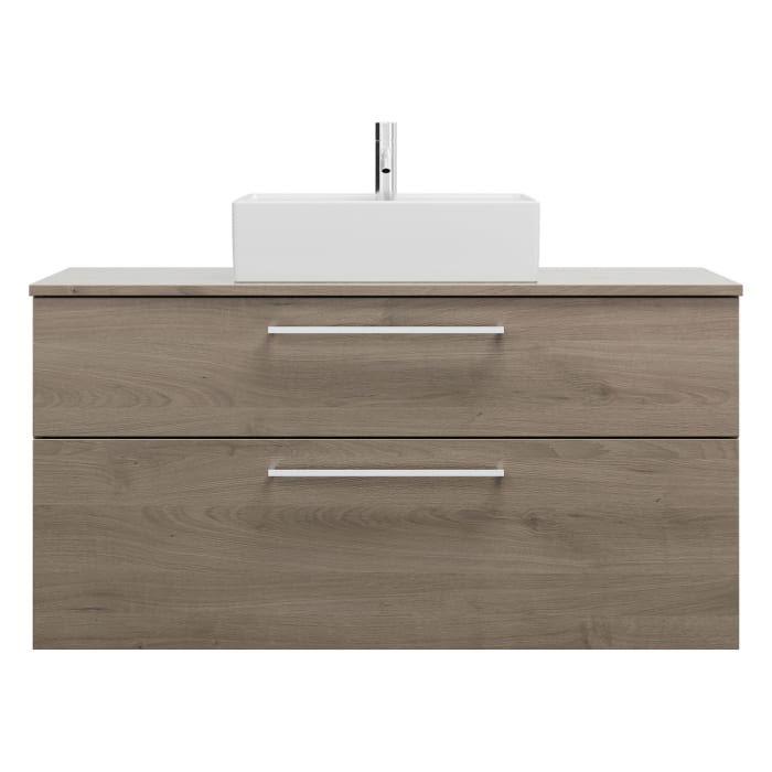 burgbad Eqio Waschtischkombination mit Keramik-Aufsatzwaschtisch 120 cm, mit Stangengriff P95