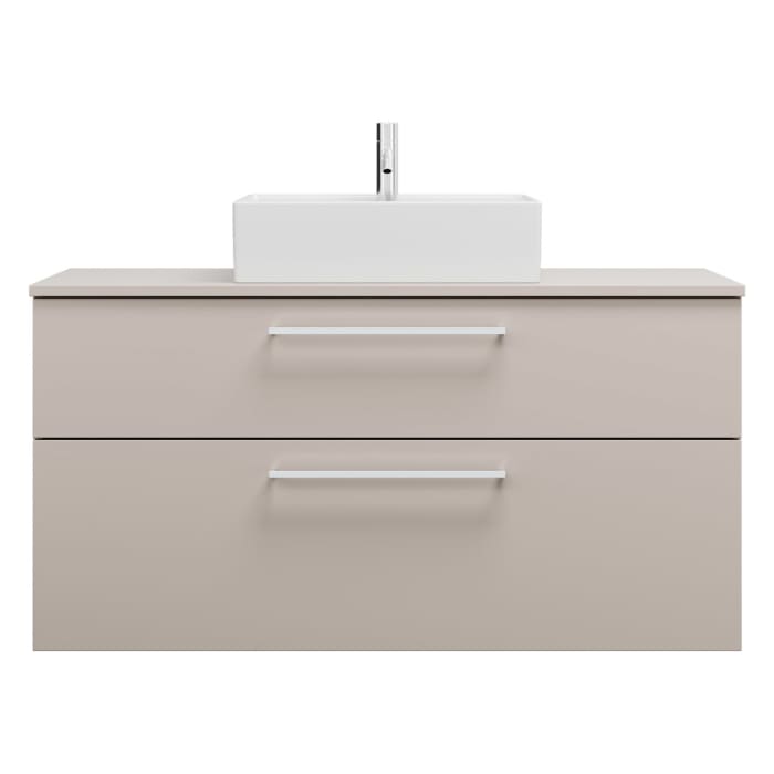 burgbad Eqio Waschtischkombination mit Keramik-Aufsatzwaschtisch 120 cm, mit Stangengriff P95