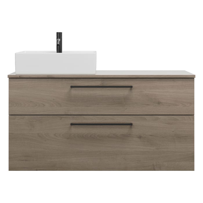 burgbad Eqio Waschtischkombination mit Keramik-Aufsatzwaschtisch 120 cm, links, mit Stangengriff G0234