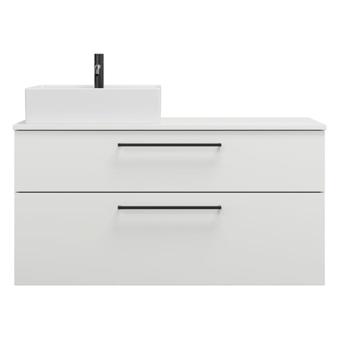 burgbad Eqio Waschtischkombination mit Keramik-Aufsatzwaschtisch 120 cm, links, mit Stangengriff G0234