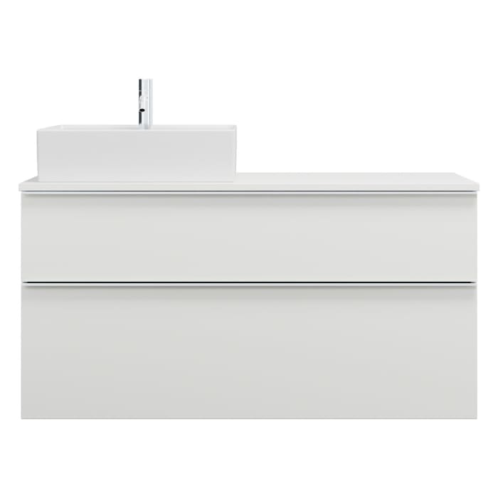 burgbad Eqio Waschtischkombination mit Keramik-Aufsatzwaschtisch 120 cm, links, mit Griffleiste G0251