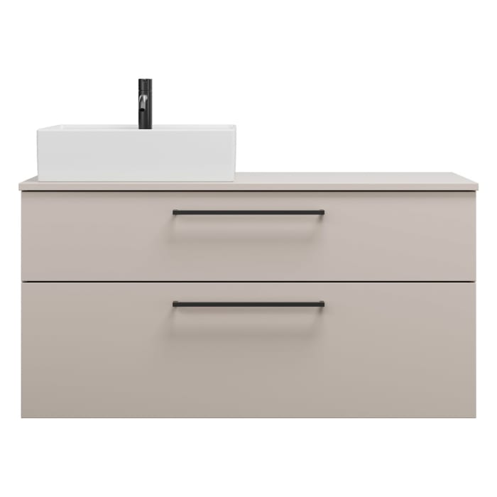 burgbad Eqio Waschtischkombination mit Keramik-Aufsatzwaschtisch 120 cm, links, mit Stangengriff G0234