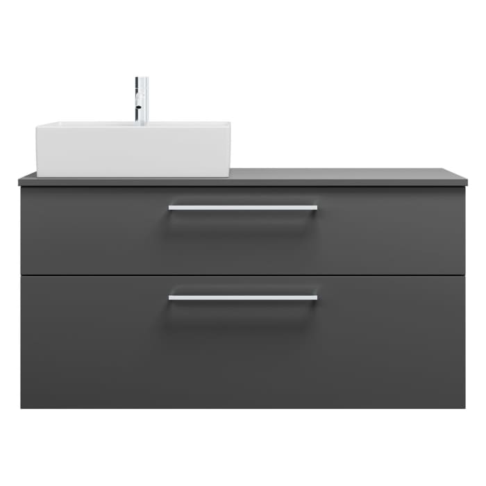 burgbad Eqio Waschtischkombination mit Keramik-Aufsatzwaschtisch 120 cm, links, mit Stangengriff P95