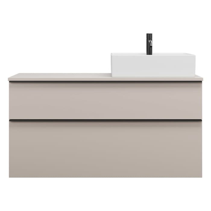 burgbad Eqio Waschtischkombination mit Keramik-Aufsatzwaschtisch 120 cm, rechts, mit Griffleiste G0252