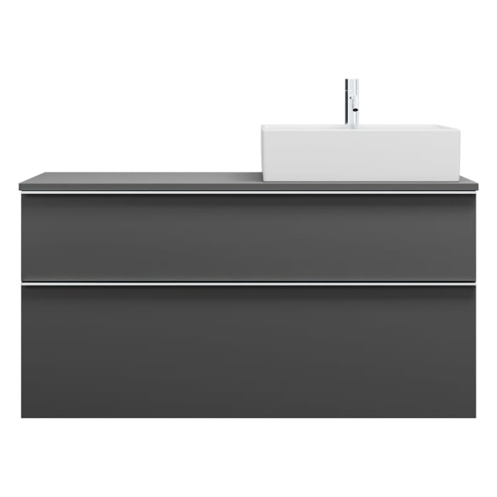burgbad Eqio Waschtischkombination mit Keramik-Aufsatzwaschtisch 120 cm, rechts, mit Griffleiste G0251