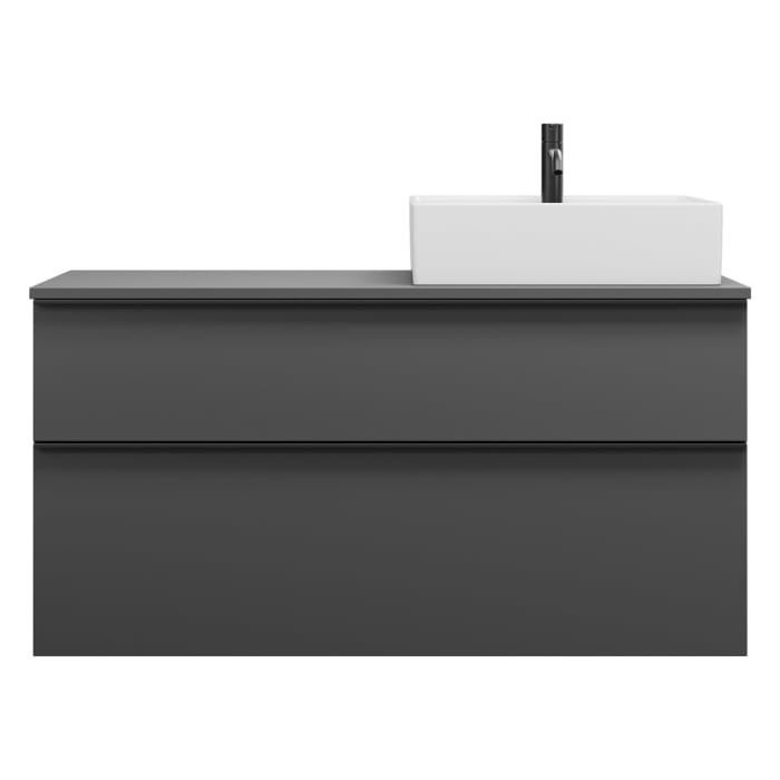 burgbad Eqio Waschtischkombination mit Keramik-Aufsatzwaschtisch 120 cm, rechts, mit Griffleiste G0252
