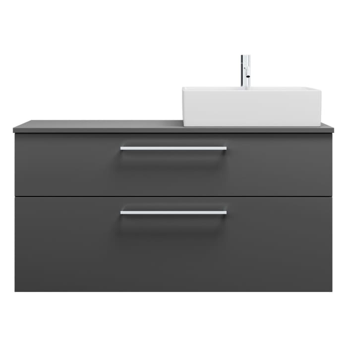 burgbad Eqio Waschtischkombination mit Keramik-Aufsatzwaschtisch 120 cm, rechts, mit Stangengriff P95