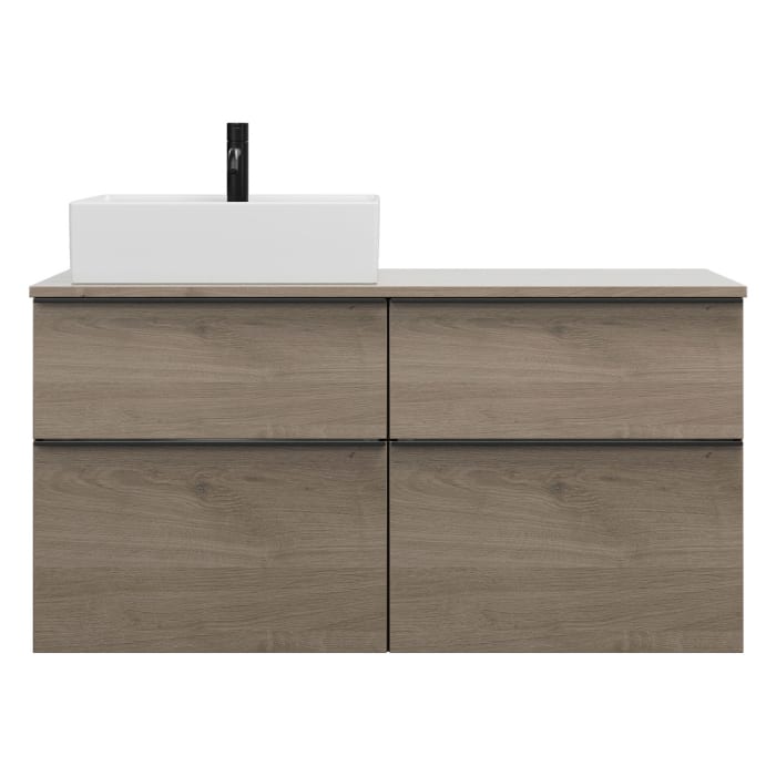 burgbad Eqio Waschtischkombination mit Keramik-Aufsatzwaschtisch 120 cm, links, mit Griffleiste G0252