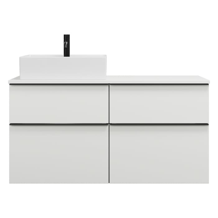 burgbad Eqio Waschtischkombination mit Keramik-Aufsatzwaschtisch 120 cm, links, mit Griffleiste G0252