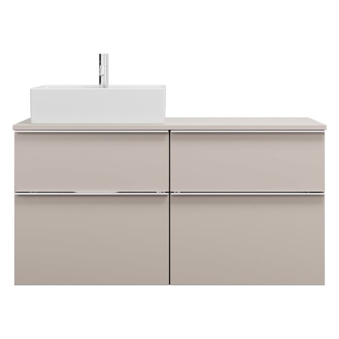 burgbad Eqio Waschtischkombination mit Keramik-Aufsatzwaschtisch 120 cm, links, mit Griffleiste G0251
