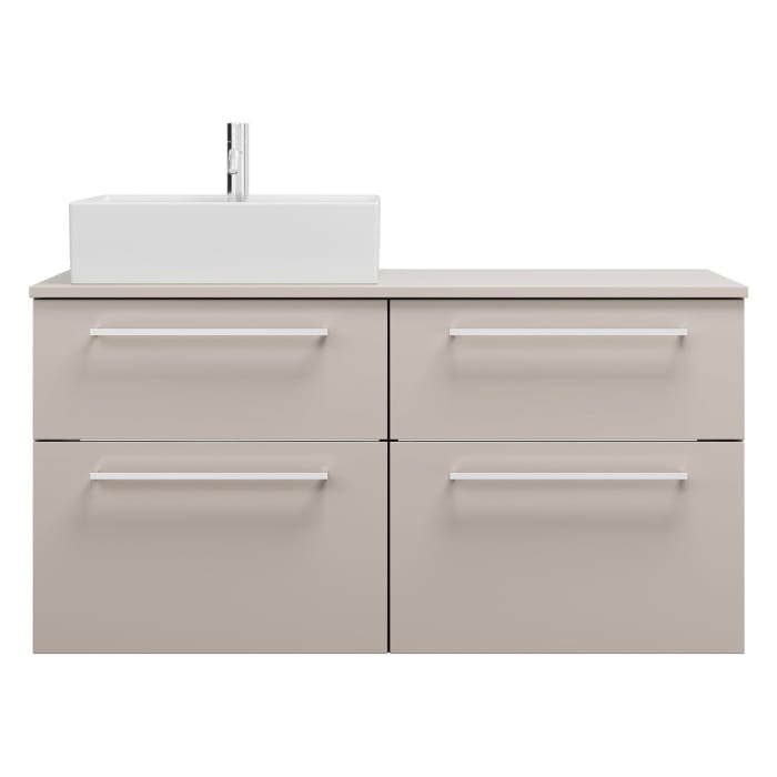 burgbad Eqio Waschtischkombination mit Keramik-Aufsatzwaschtisch 120 cm, links, mit Stangengriff P95