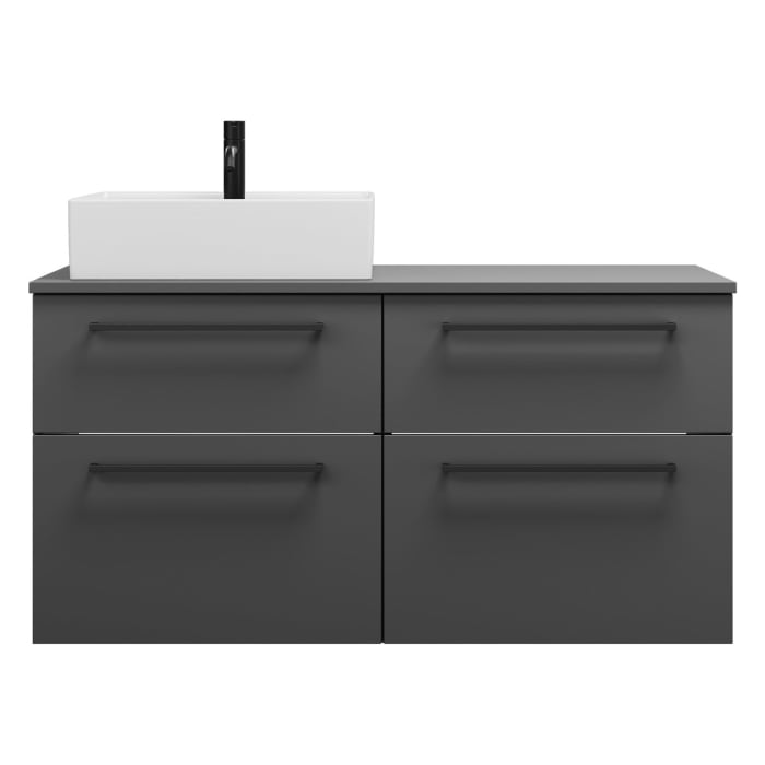 burgbad Eqio Waschtischkombination mit Keramik-Aufsatzwaschtisch 120 cm, links, mit Stangengriff G0234