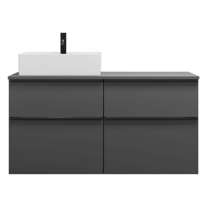 burgbad Eqio Waschtischkombination mit Keramik-Aufsatzwaschtisch 120 cm, links, mit Griffleiste G0252