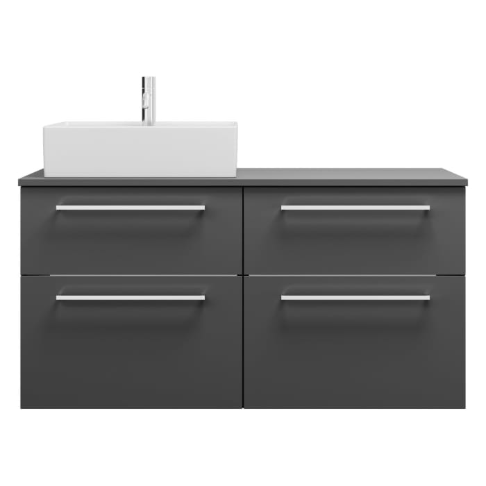 burgbad Eqio Waschtischkombination mit Keramik-Aufsatzwaschtisch 120 cm, links, mit Stangengriff P95