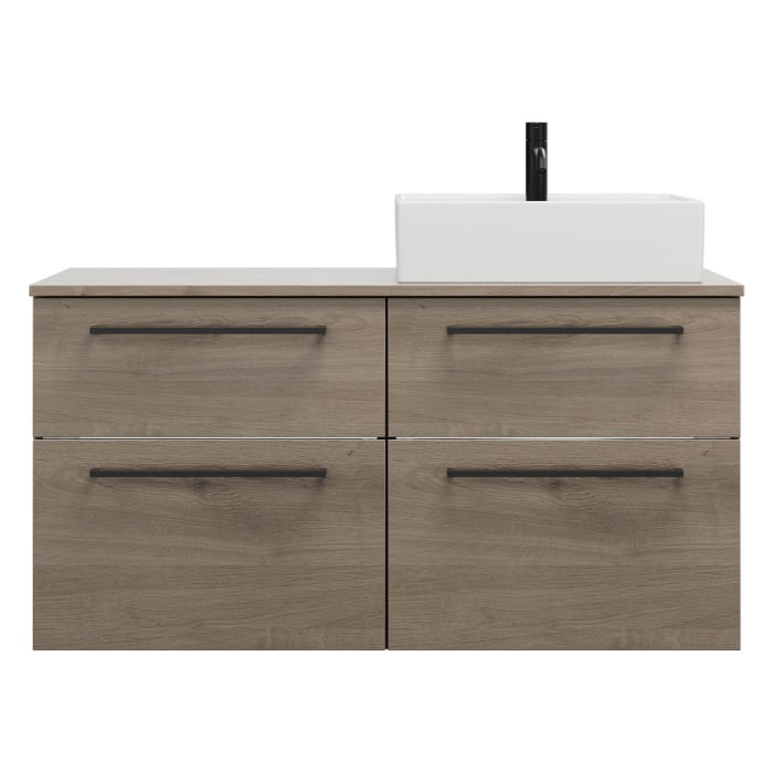 burgbad Eqio Waschtischkombination mit Keramik-Aufsatzwaschtisch 120 cm, rechts, mit Stangengriff G0234