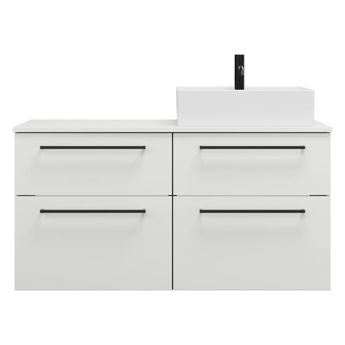 burgbad Eqio Waschtischkombination mit Keramik-Aufsatzwaschtisch 120 cm, rechts, mit Stangengriff G0234