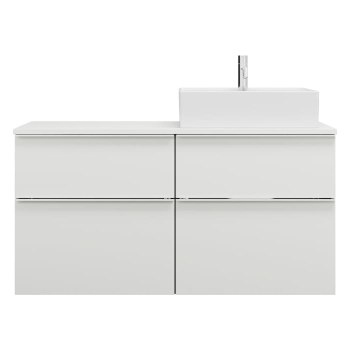 burgbad Eqio Waschtischkombination mit Keramik-Aufsatzwaschtisch 120 cm, rechts, mit Griffleiste G0251