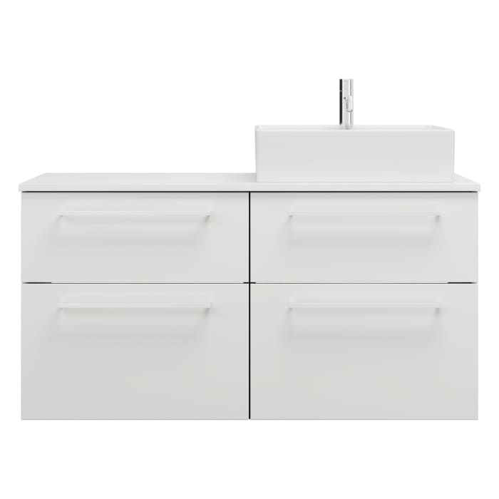 burgbad Eqio Waschtischkombination mit Keramik-Aufsatzwaschtisch 120 cm, rechts, mit Stangengriff P95