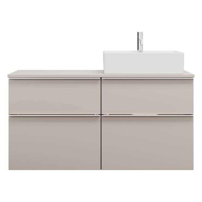 burgbad Eqio Waschtischkombination mit Keramik-Aufsatzwaschtisch 120 cm, rechts, mit Griffleiste G0251