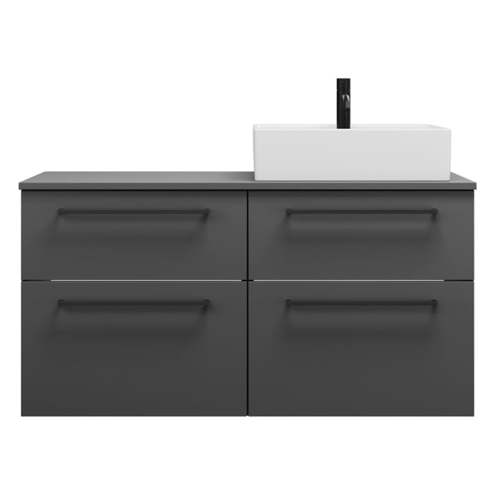 burgbad Eqio Waschtischkombination mit Keramik-Aufsatzwaschtisch 120 cm, rechts, mit Stangengriff G0234