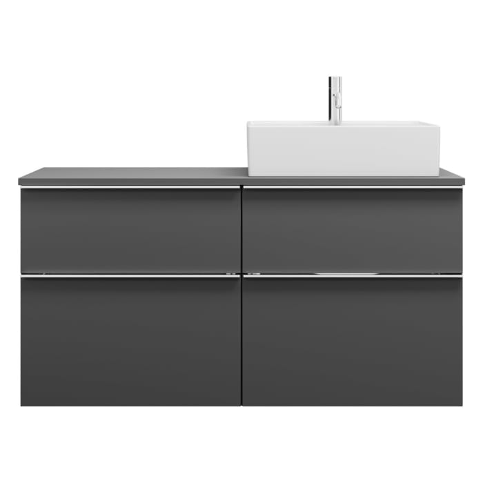 burgbad Eqio Waschtischkombination mit Keramik-Aufsatzwaschtisch 120 cm, rechts, mit Griffleiste G0251