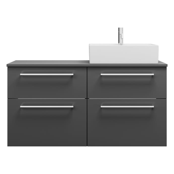 burgbad Eqio Waschtischkombination mit Keramik-Aufsatzwaschtisch 120 cm, rechts, mit Stangengriff P95