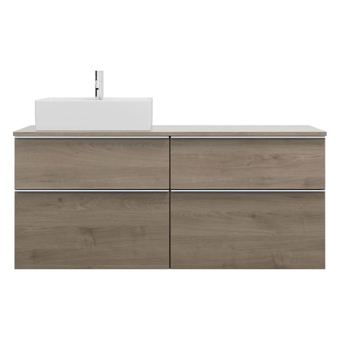 burgbad Eqio Waschtischkombination mit Keramik-Aufsatzwaschtisch 140 cm, links, mit Griffleiste G0251