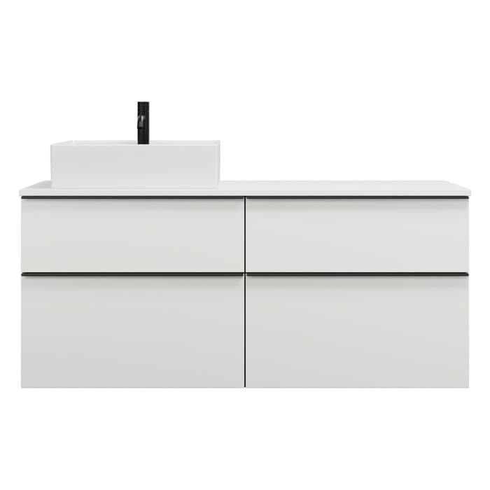 burgbad Eqio Waschtischkombination mit Keramik-Aufsatzwaschtisch 140 cm, links, mit Griffleiste G0252