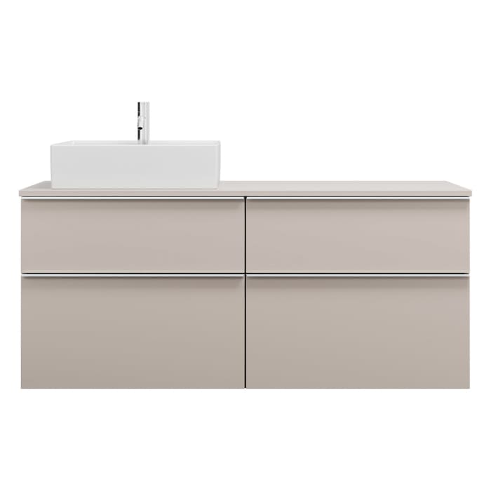 burgbad Eqio Waschtischkombination mit Keramik-Aufsatzwaschtisch 140 cm, links, mit Griffleiste G0251