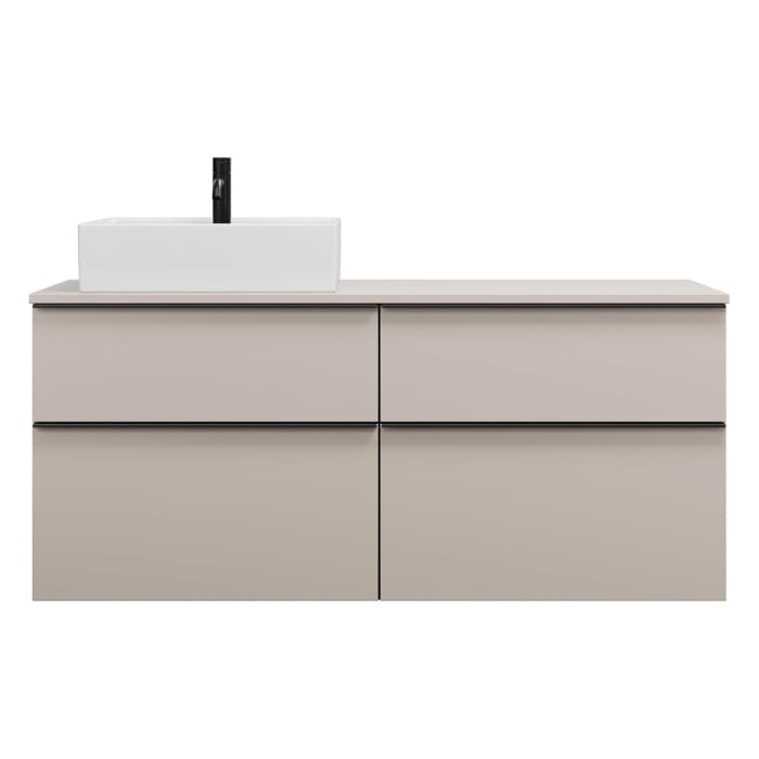 burgbad Eqio Waschtischkombination mit Keramik-Aufsatzwaschtisch 140 cm, links, mit Griffleiste G0252