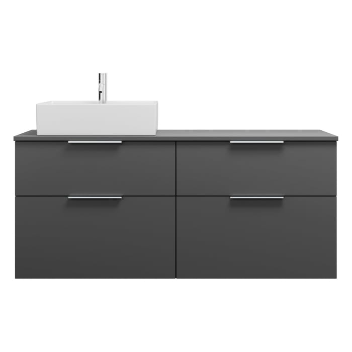 burgbad Eqio Waschtischkombination mit Keramik-Aufsatzwaschtisch 140 cm, links, mit Griff G0146