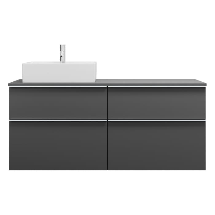 burgbad Eqio Waschtischkombination mit Keramik-Aufsatzwaschtisch 140 cm, links, mit Griffleiste G0251