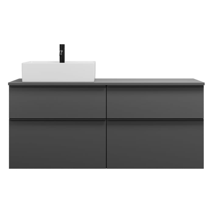 burgbad Eqio Waschtischkombination mit Keramik-Aufsatzwaschtisch 140 cm, links, mit Griffleiste G0252