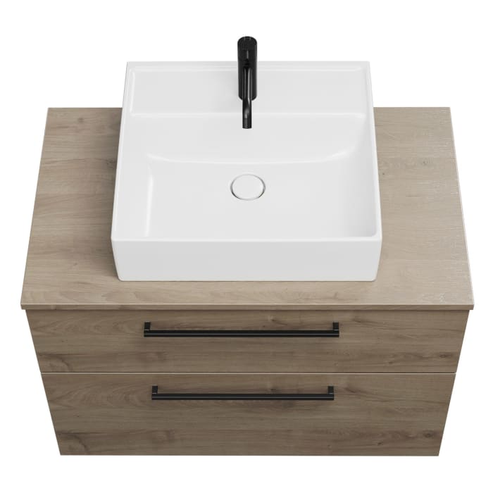 burgbad Eqio Waschtischkombination mit Keramik-Aufsatzwaschtisch 90 cm, mit Stangengriff G0234