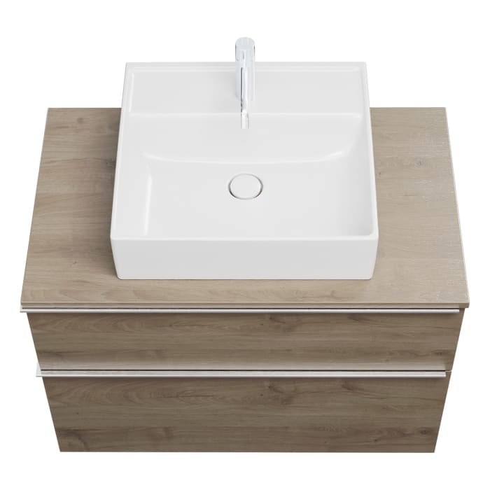 burgbad Eqio Waschtischkombination mit Keramik-Aufsatzwaschtisch 90 cm, mit Griffleiste G0251
