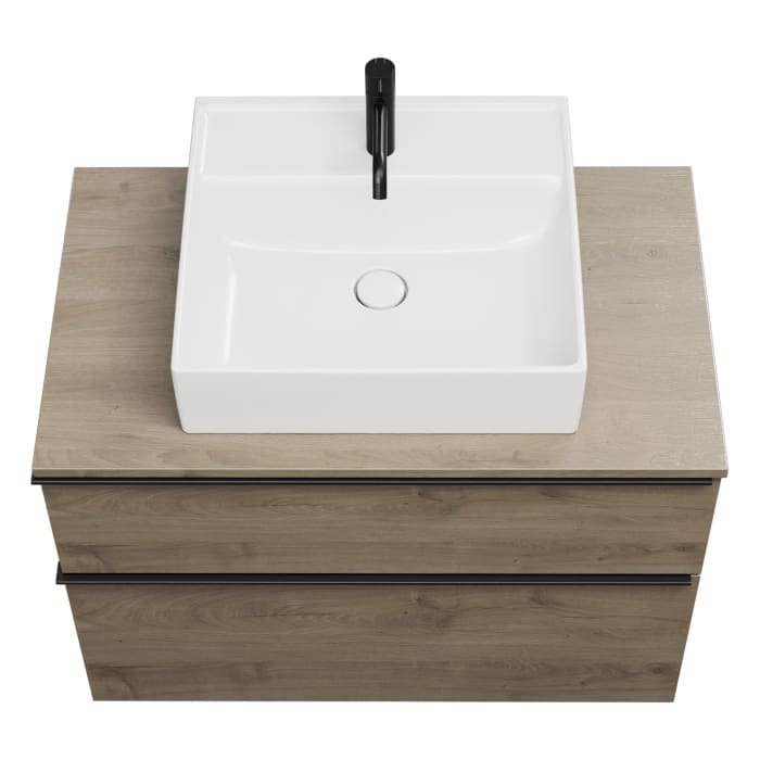 burgbad Eqio Waschtischkombination mit Keramik-Aufsatzwaschtisch 90 cm, mit Griffleiste G0252