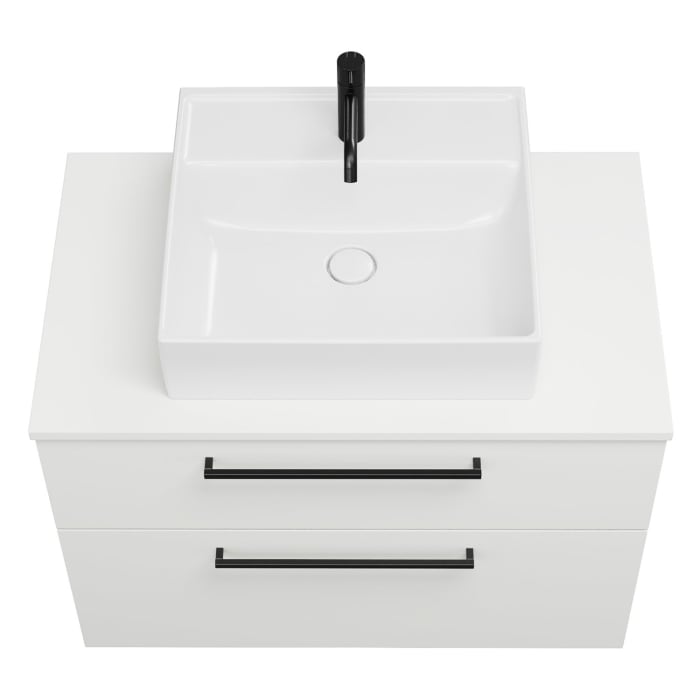 burgbad Eqio Waschtischkombination mit Keramik-Aufsatzwaschtisch 90 cm, mit Stangengriff G0234