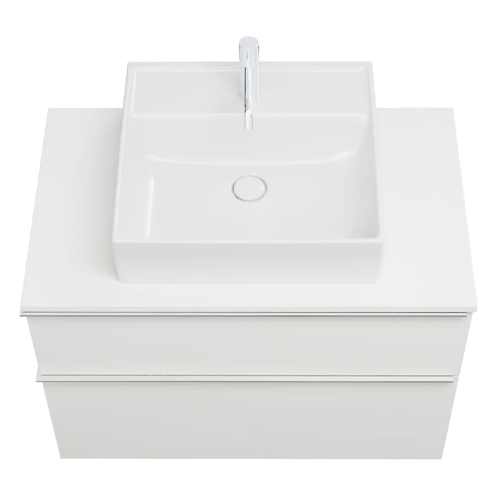 burgbad Eqio Waschtischkombination mit Keramik-Aufsatzwaschtisch 90 cm, mit Griffleiste G0251