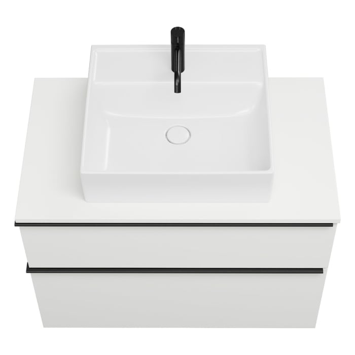 burgbad Eqio Waschtischkombination mit Keramik-Aufsatzwaschtisch 90 cm, mit Griffleiste G0252