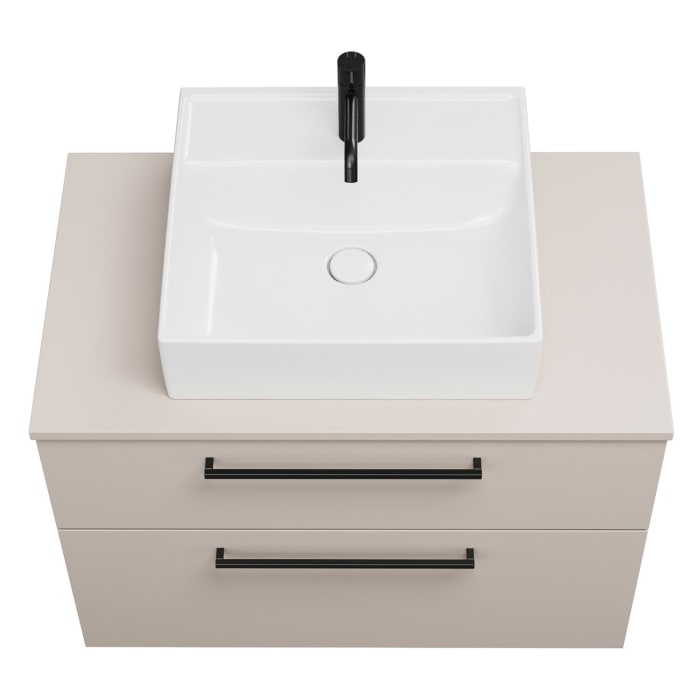 burgbad Eqio Waschtischkombination mit Keramik-Aufsatzwaschtisch 90 cm, mit Stangengriff G0234