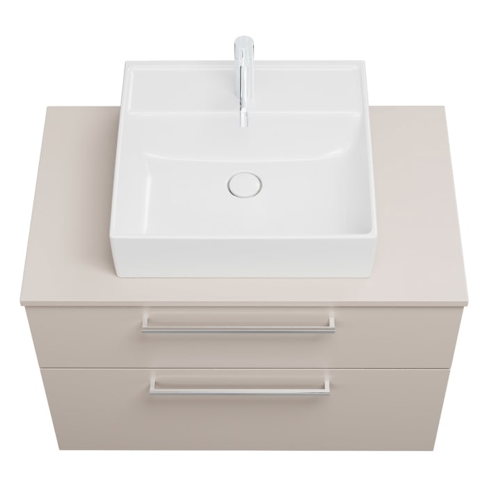 burgbad Eqio Waschtischkombination mit Keramik-Aufsatzwaschtisch 90 cm, mit Stangengriff P95