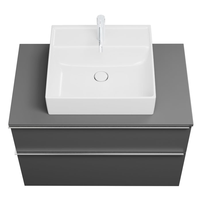 burgbad Eqio Waschtischkombination mit Keramik-Aufsatzwaschtisch 90 cm, mit Griffleiste G0251