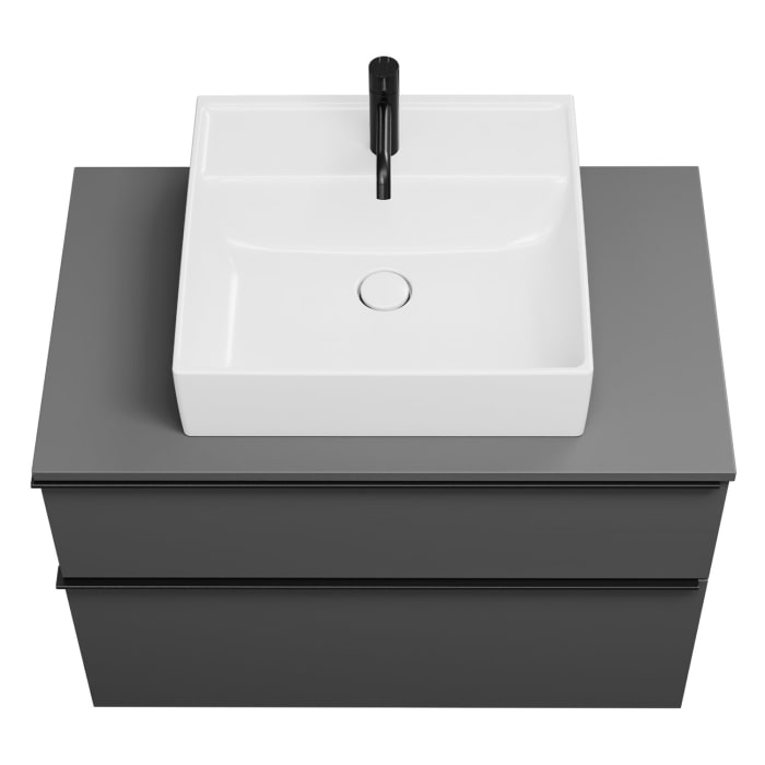 burgbad Eqio Waschtischkombination mit Keramik-Aufsatzwaschtisch 90 cm, mit Griffleiste G0252