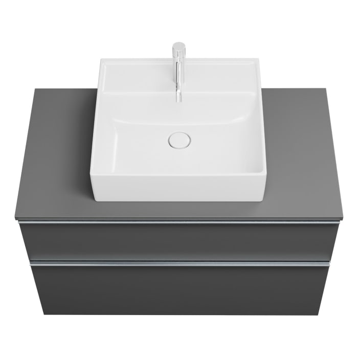 burgbad Eqio Waschtischkombination mit Keramik-Aufsatzwaschtisch 100 cm, mit Griffleiste G0251