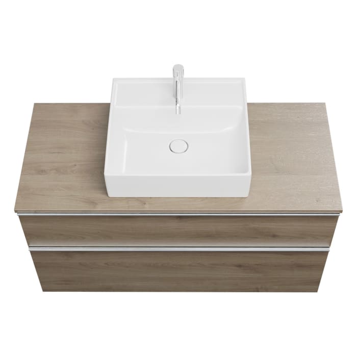 burgbad Eqio Waschtischkombination mit Keramik-Aufsatzwaschtisch 120 cm, mit Griffleiste G0251