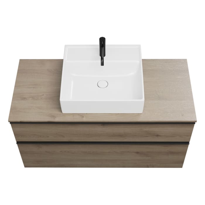 burgbad Eqio Waschtischkombination mit Keramik-Aufsatzwaschtisch 120 cm, mit Griffleiste G0252