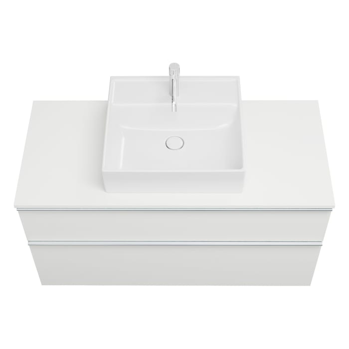 burgbad Eqio Waschtischkombination mit Keramik-Aufsatzwaschtisch 120 cm, mit Griffleiste G0251